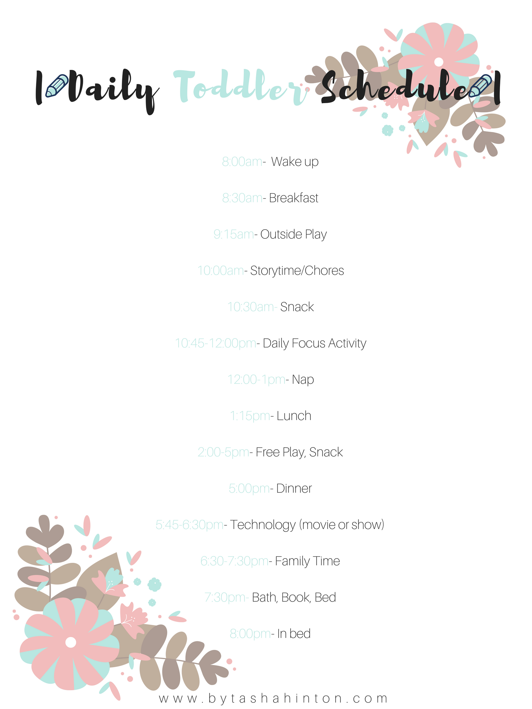 Daily toddler schedule